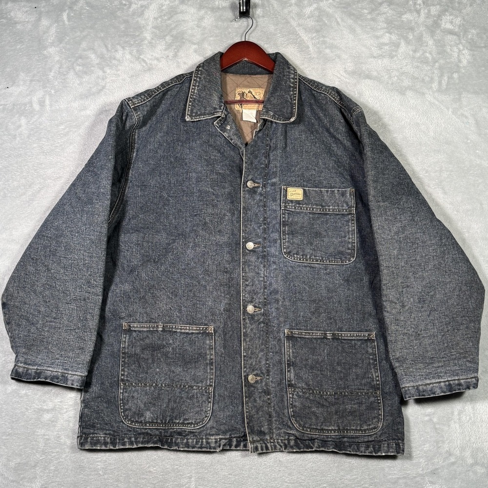 Vintage Gap Denim Coat Mens XXL Gray‎ Wool Lined Chore Barn Plaid Relaxed